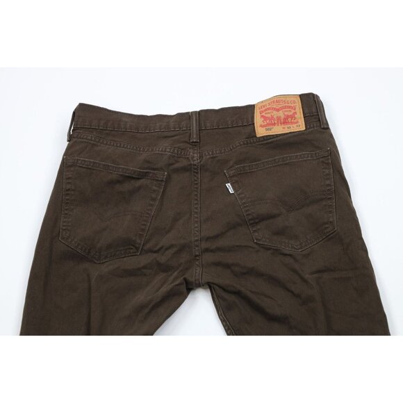 Vintage Y2K Levis 502 Mens 33x30 Faded Slim Fit Tapered Leg Jeans Dark Brown - Picture 11 of 16